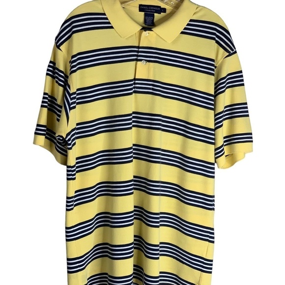 Daniel Cremieux Yellow with Thin Navy Stripes Polo Excellent Condition Sz Large - Picture 1 of 11